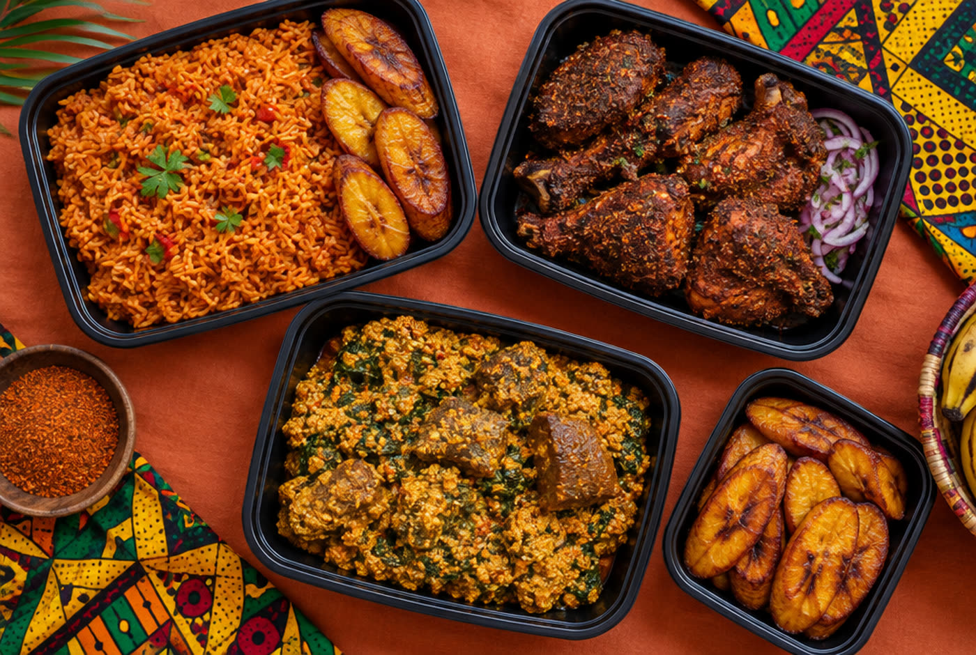 Jollof rice with fried plantain